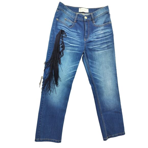 Hellessy Women's Bloomfield Fringe Trim Straight Jeans Size 4 - Picture 1 of 10